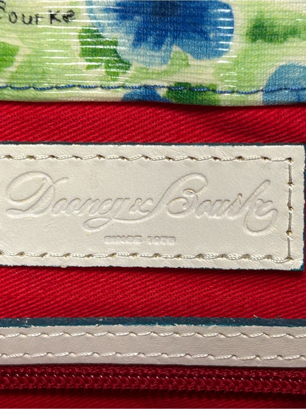Dooney and Bourke White Tote Bag with Blue Floral Print Approximately 14 x 8 x 5 - Picture 10 of 17